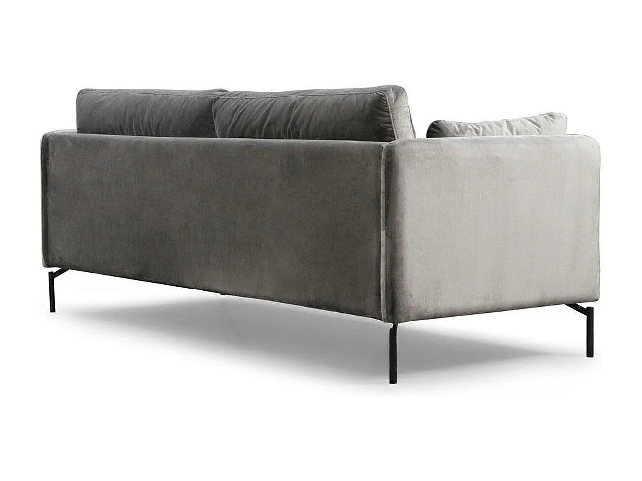 Canapé en velours 3 places gris, accoudoirs fins RANCHI