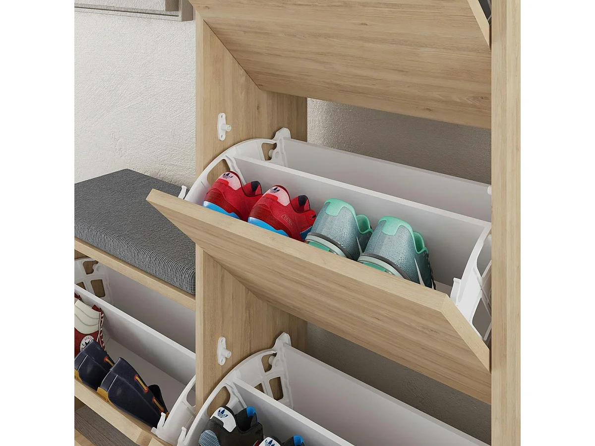 Meuble à chaussures scandinave 4 portes et banc MARFA