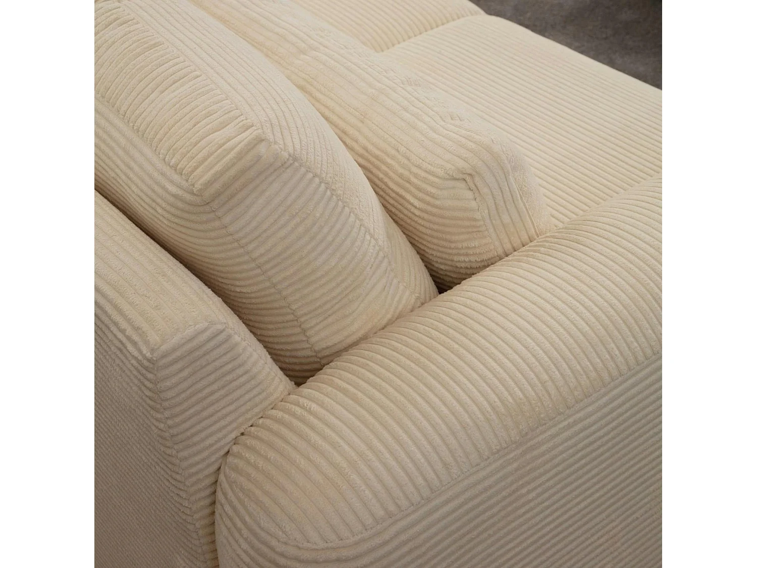 Canapé 2 places beige velours côtelé, lignes arrondies LUCCA
