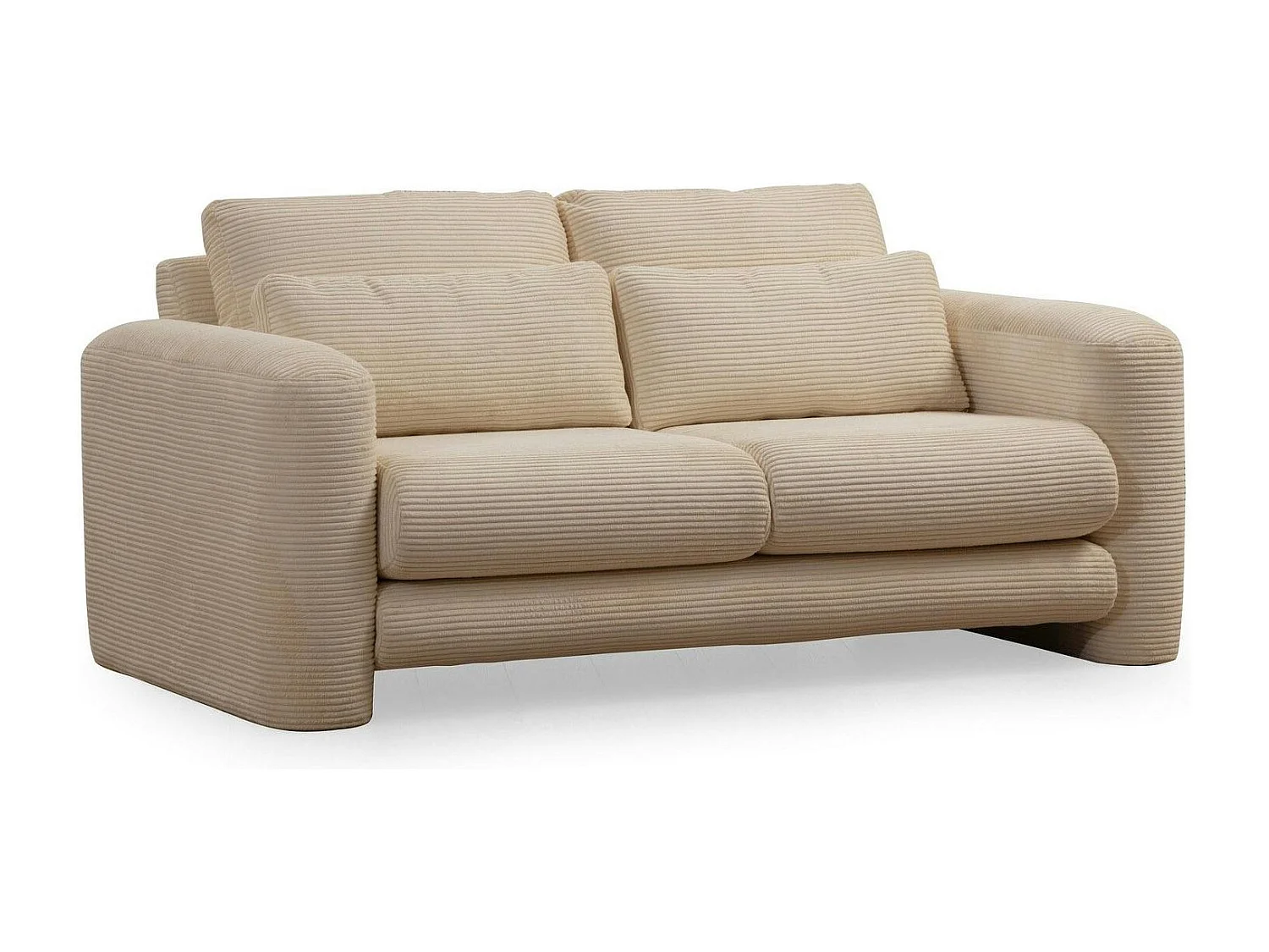 Canapé 2 places beige velours côtelé, lignes arrondies LUCCA