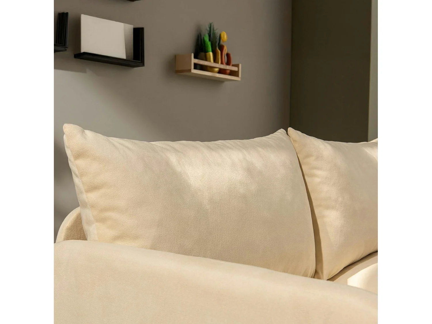 Canapé-lit d'appoint en tissu crème, 2 personnes ORURO