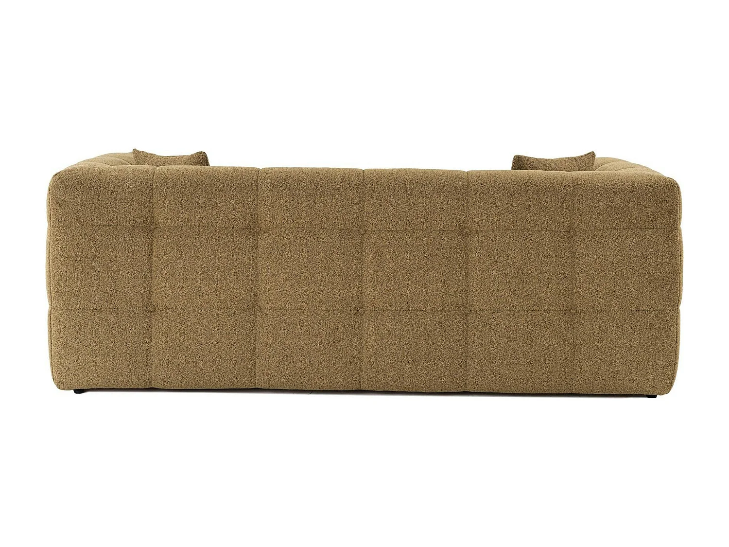 Canapé 2 places capitonné kaki, coussins assortis RAVELLO