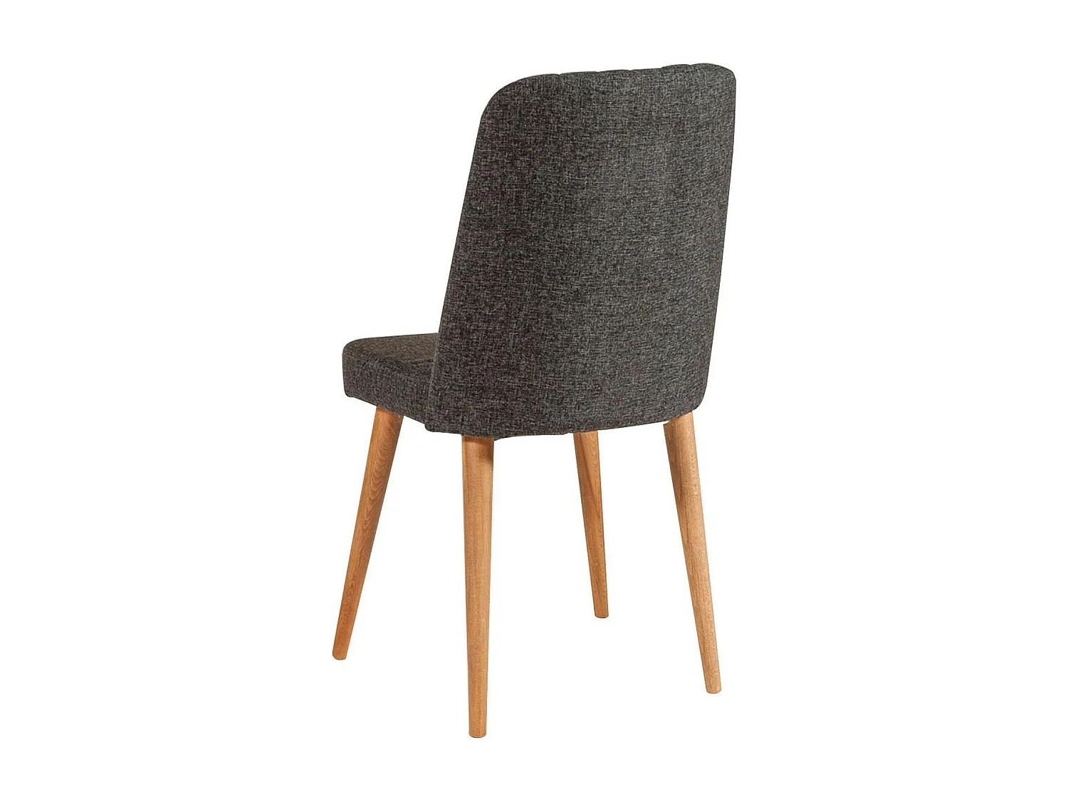 Chaise en lin gris - dossier rainuré et pieds bois ROSARIO