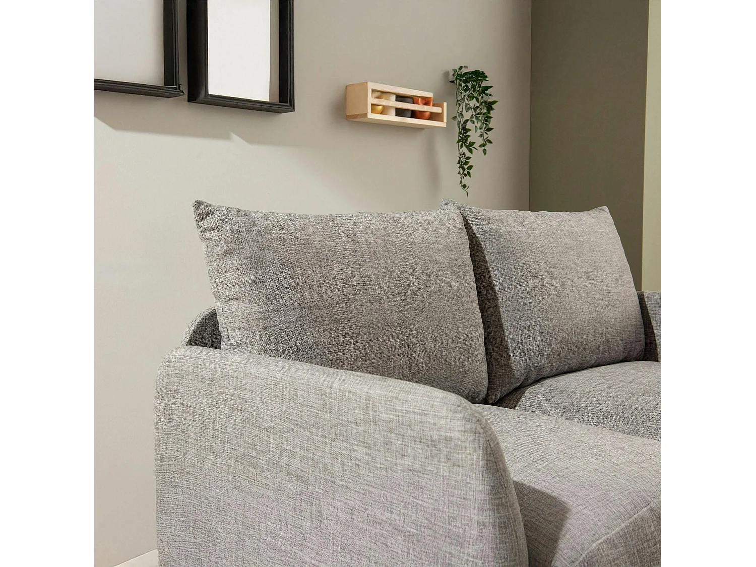 Canapé-lit d'appoint en lin gris chiné, 2 personnes ORURO