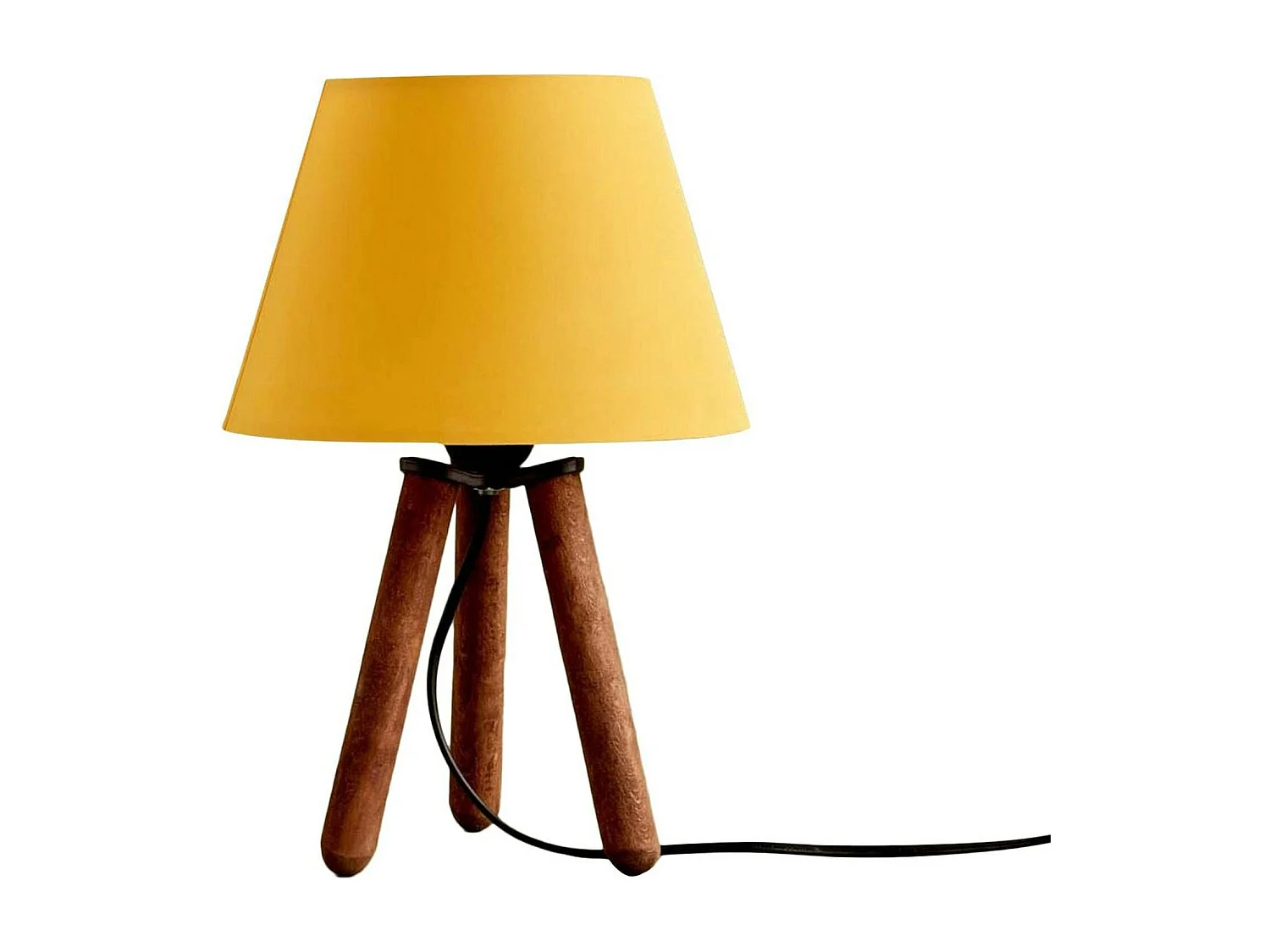 Lampe de chevet trépied moderne, abat-jour jaune KILIS