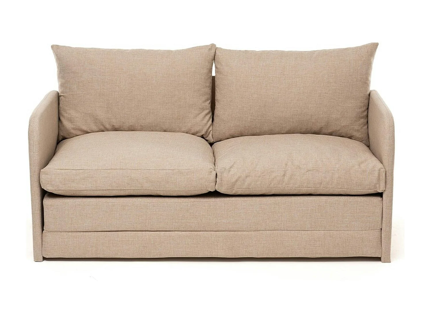 Canapé-lit d'appoint beige 2 personnes, tissu lin ORURO