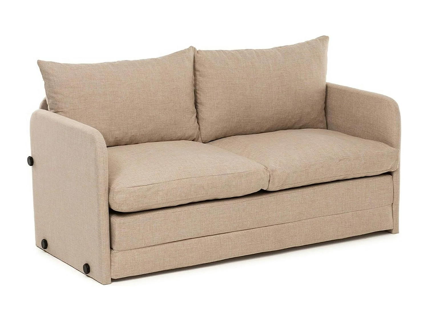 Canapé-lit d'appoint beige 2 personnes, tissu lin ORURO