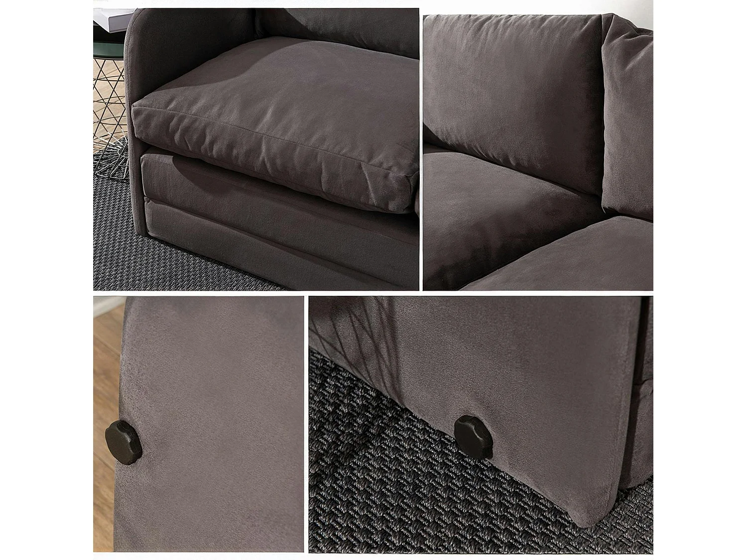 Canapé-lit d'appoint en tissu gris foncé, 2 personnes ORURO