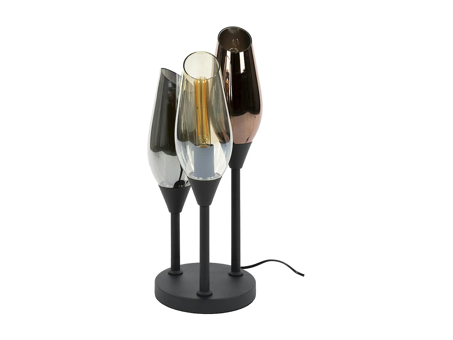 Lampe en verre design, 3 abat-jour torches NIAGARA