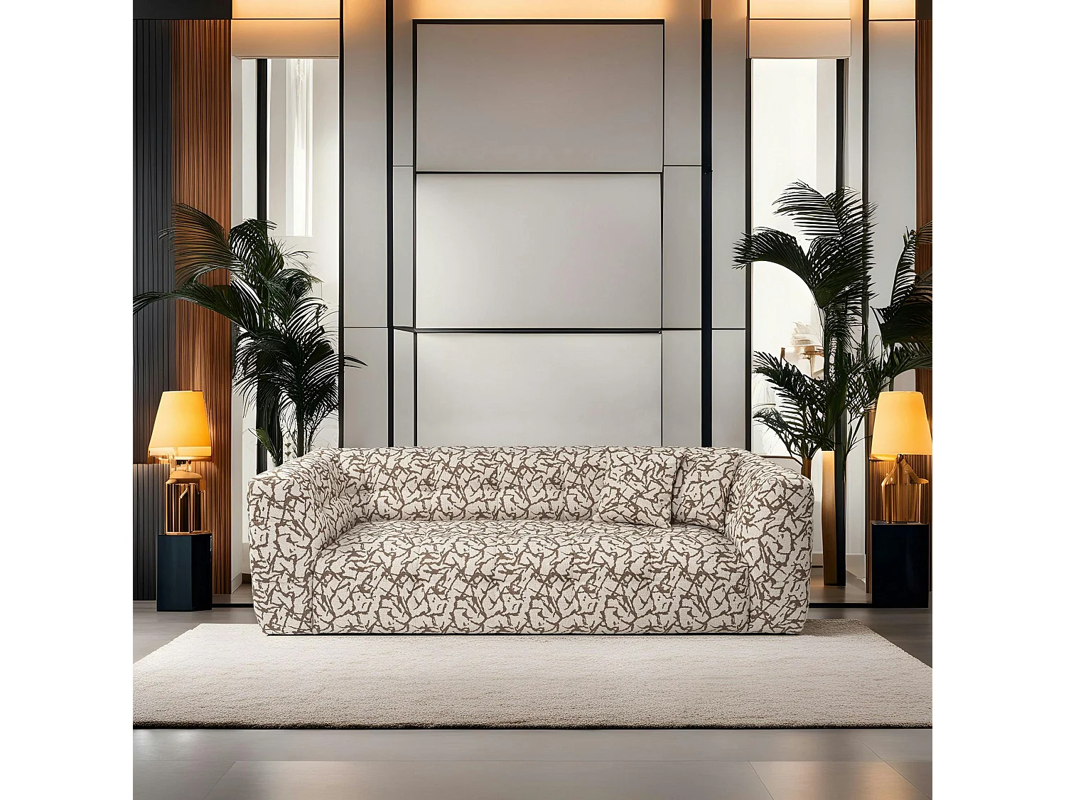 Canapé 3 places écru, décor nature RAVELLO