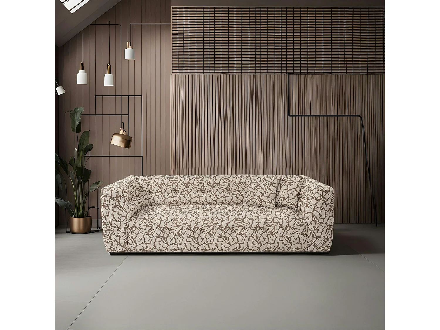 Canapé 3 places écru, décor nature RAVELLO