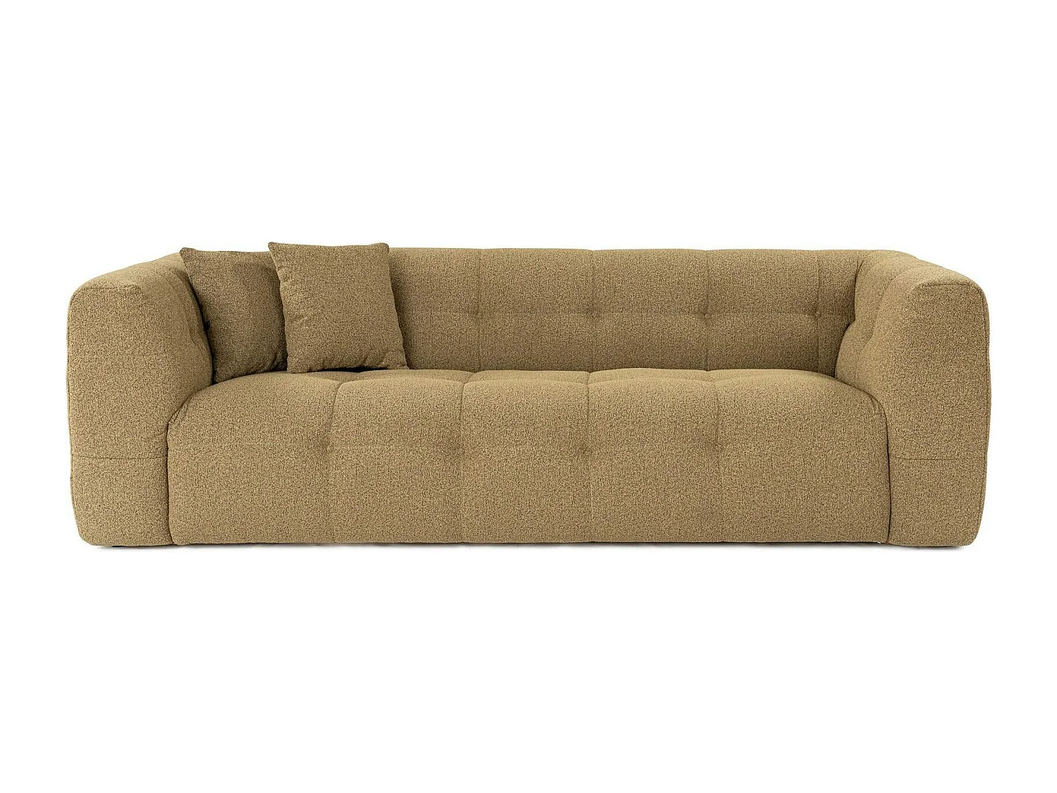 Canapé 3 places capitonné kaki, coussins assortis RAVELLO