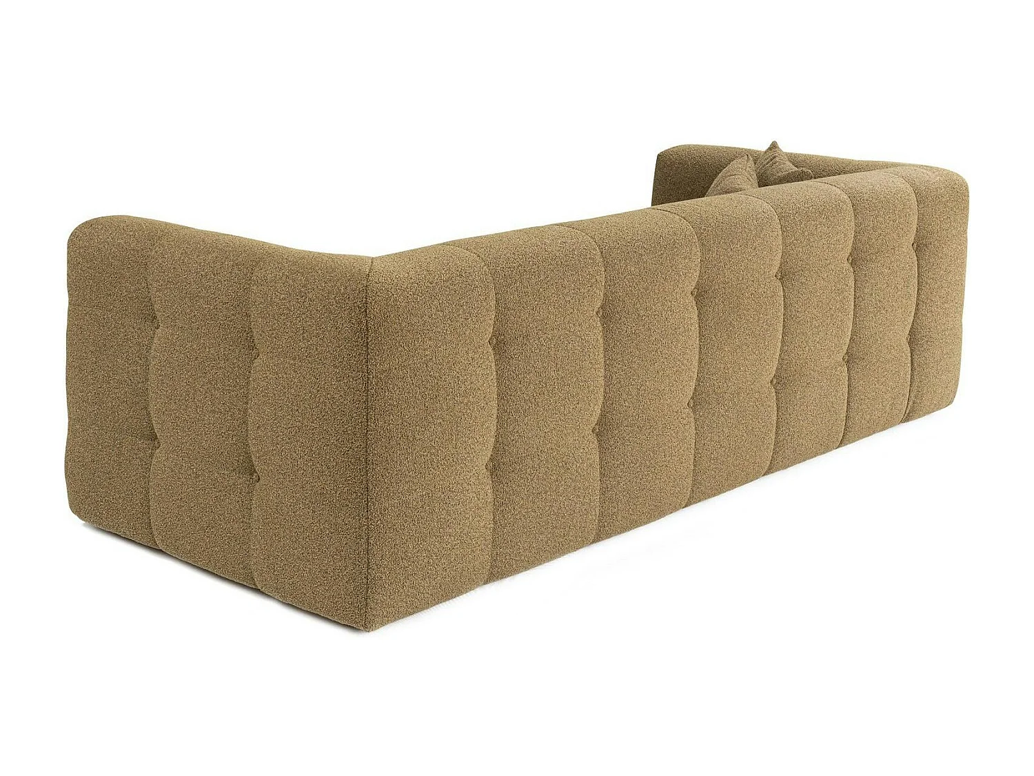 Canapé 3 places capitonné kaki, coussins assortis RAVELLO