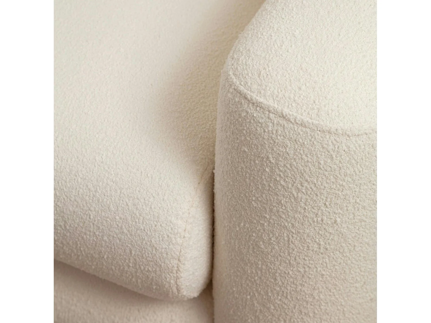 Canapé 2 places écru tissu bouclette, lignes arrondies LUCCA