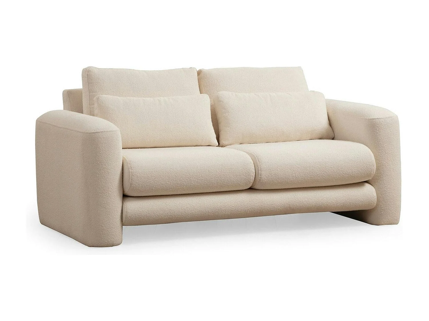 Canapé 2 places écru tissu bouclette, lignes arrondies LUCCA