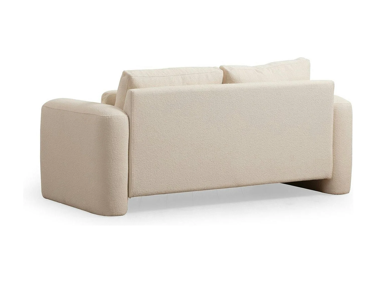 Canapé 2 places écru tissu bouclette, lignes arrondies LUCCA