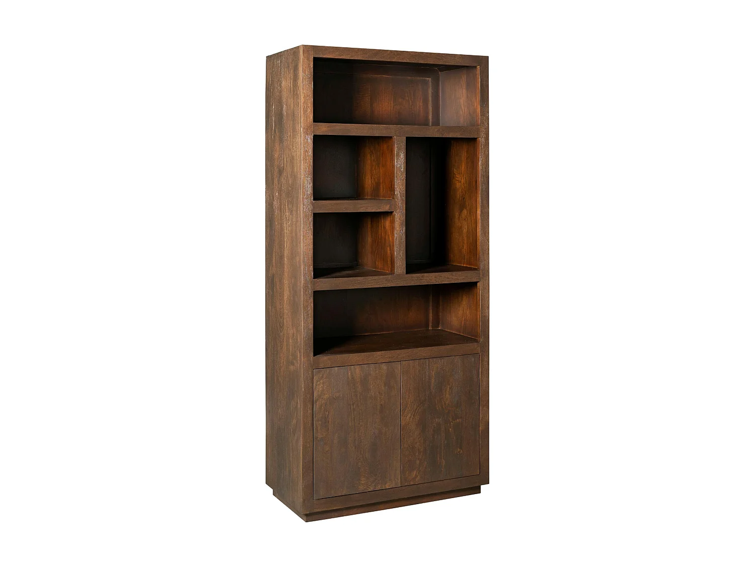 Bibliothèque haute bois foncé 2 portes MONTARO