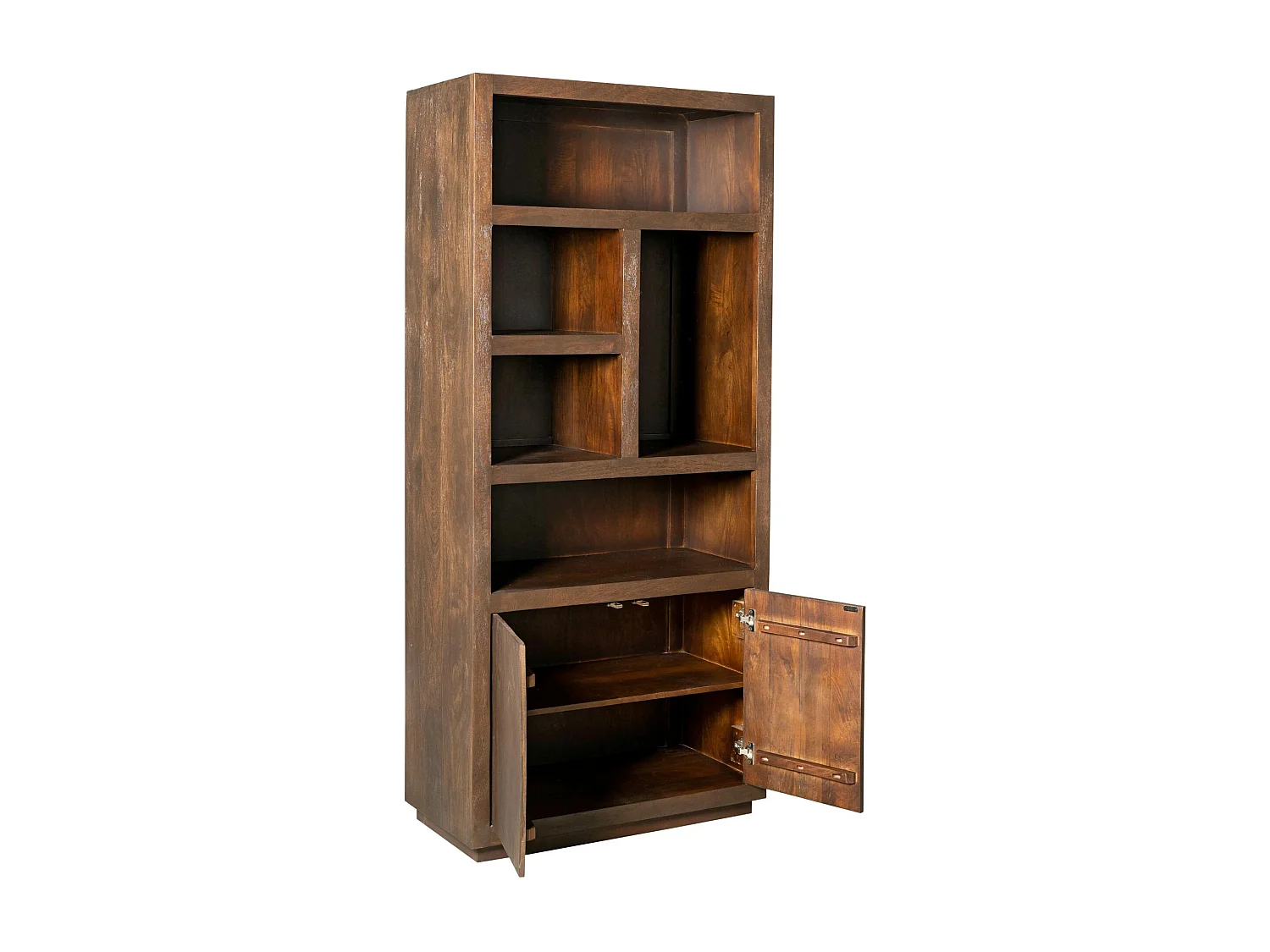 Bibliothèque haute bois foncé 2 portes MONTARO