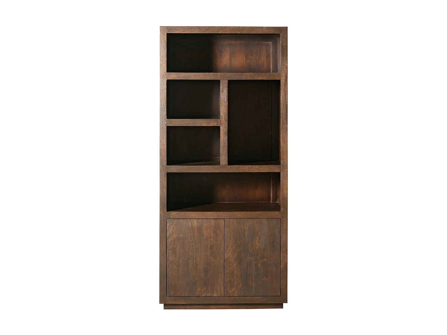 Bibliothèque haute bois foncé 2 portes MONTARO