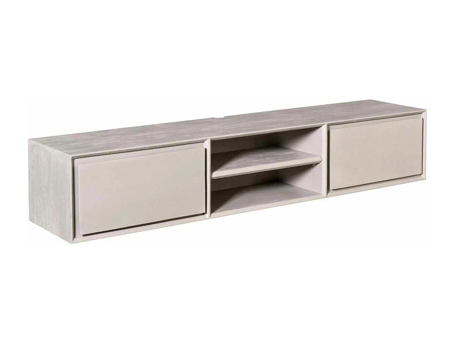 Meuble TV suspendu bois taupe 2 tiroirs 1 niche AERA