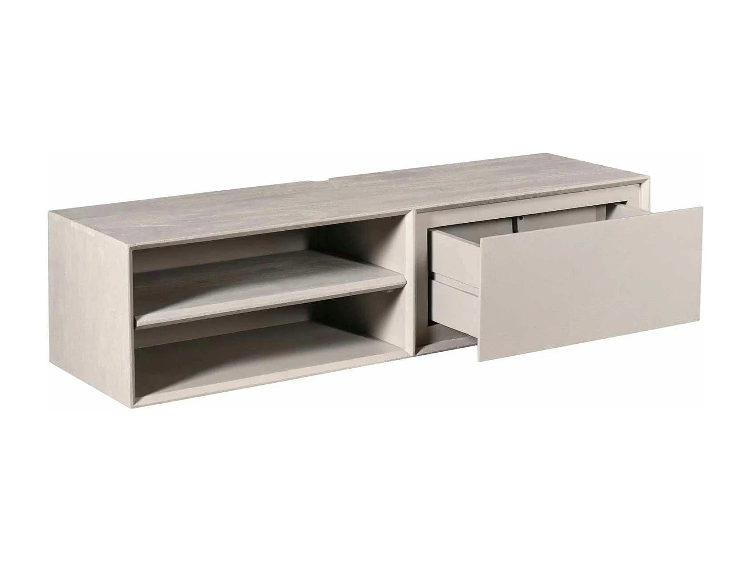 Meuble TV suspendu bois taupe 1 tiroir 1 niche AERA