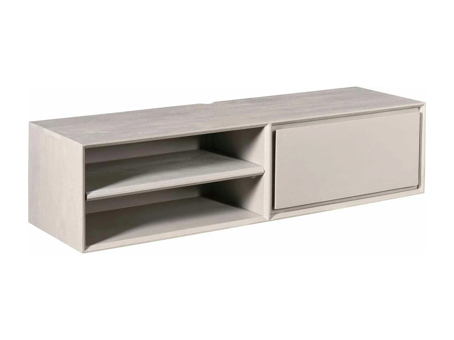 Meuble TV suspendu bois taupe 1 tiroir 1 niche AERA