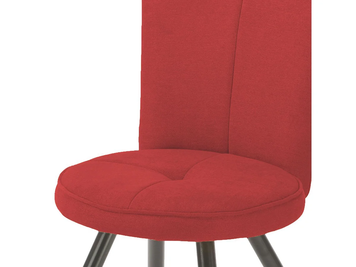 Lot de 2 chaises assise matelassée tissu toucher doux rouge pieds métal laqué anthracite - ELLIPSE