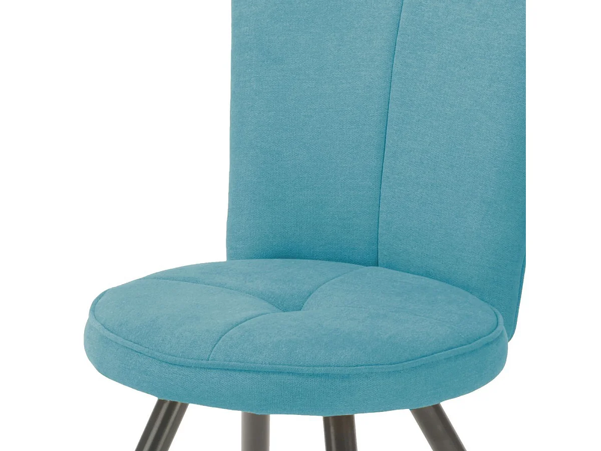 Lot de 2 chaises assise matelassée tissu toucher doux bleu pieds métal laqué anthracite - ELLIPSE