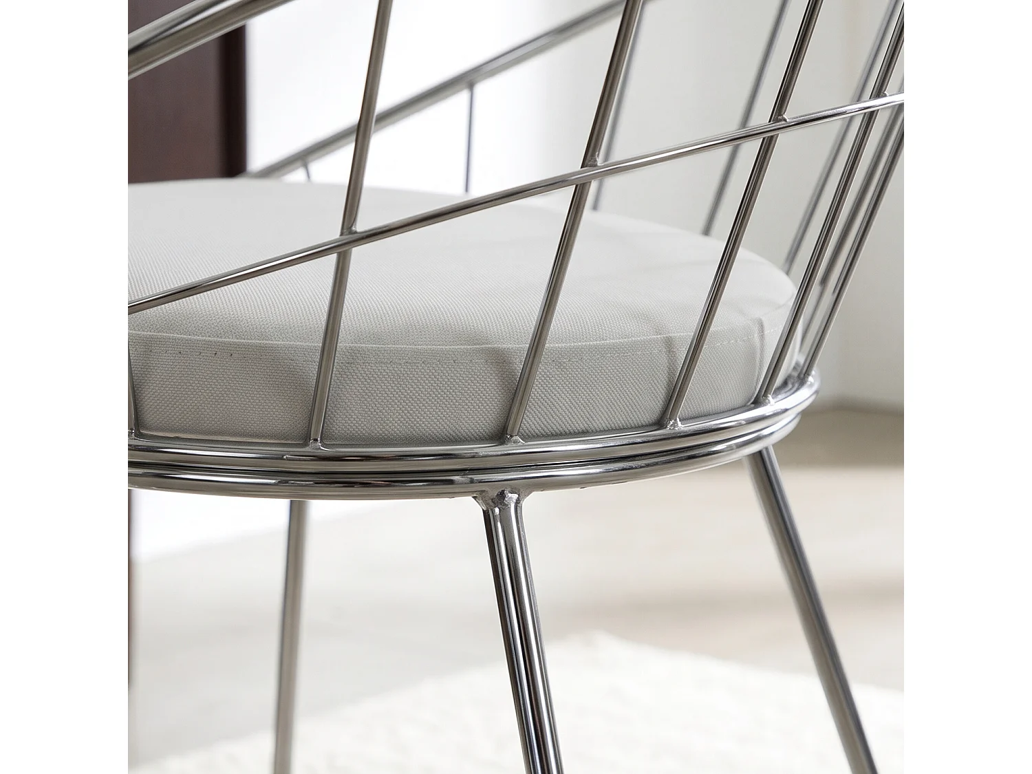 Lot de 2 chaises en métal chromé et coussin blanc ALEX - HAPPY GARDEN