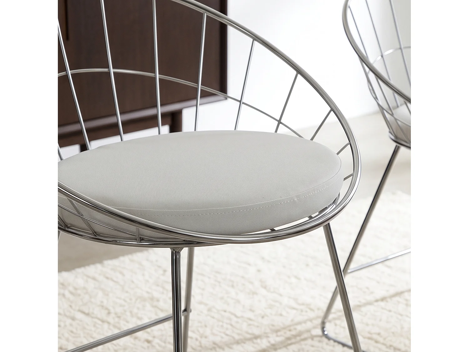 Lot de 2 chaises en métal chromé et coussin blanc ALEX - HAPPY GARDEN