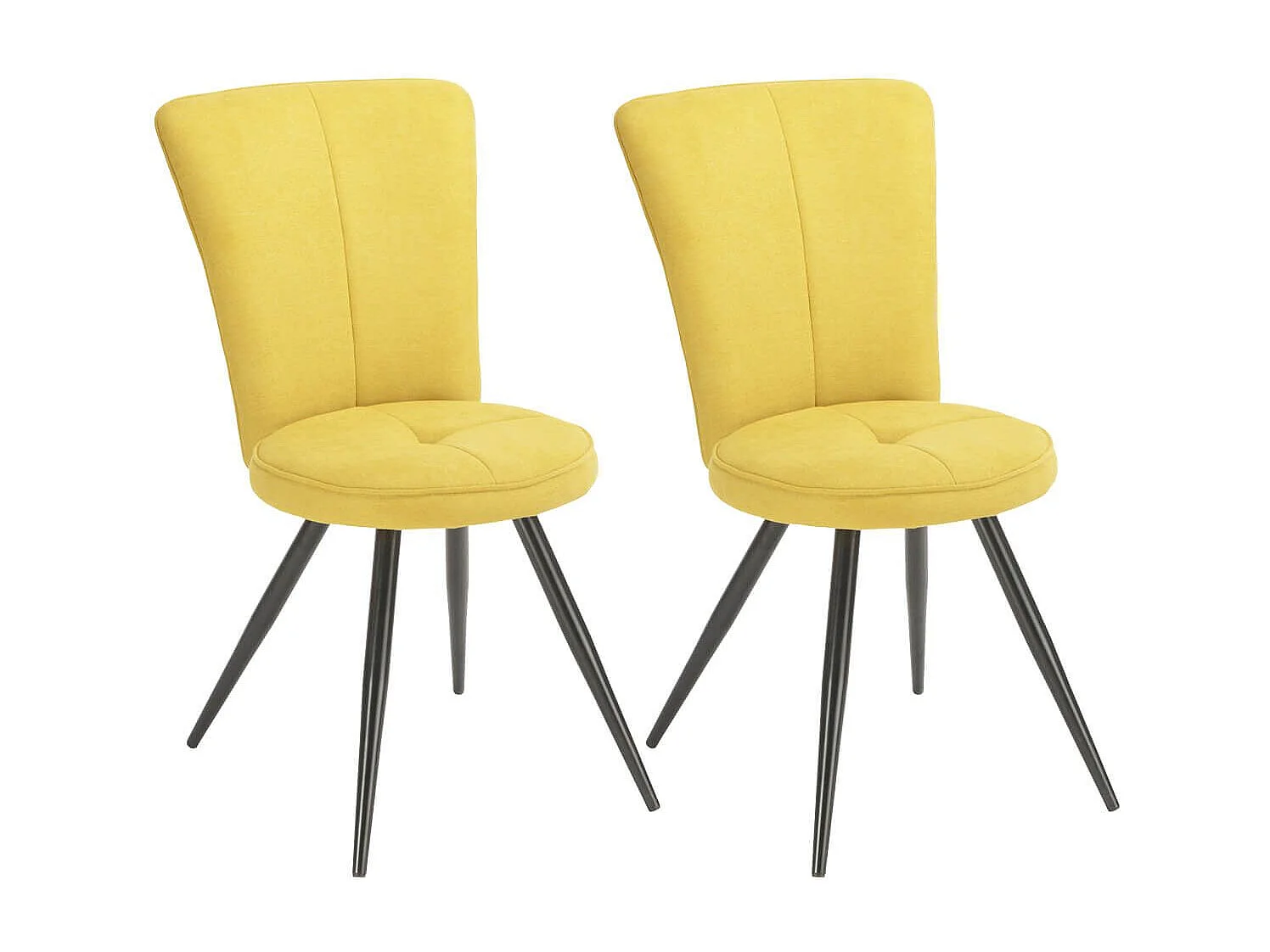 Lot de 2 chaises assise matelassée tissu toucher doux jaune pieds métal laqué anthracite - ELLIPSE