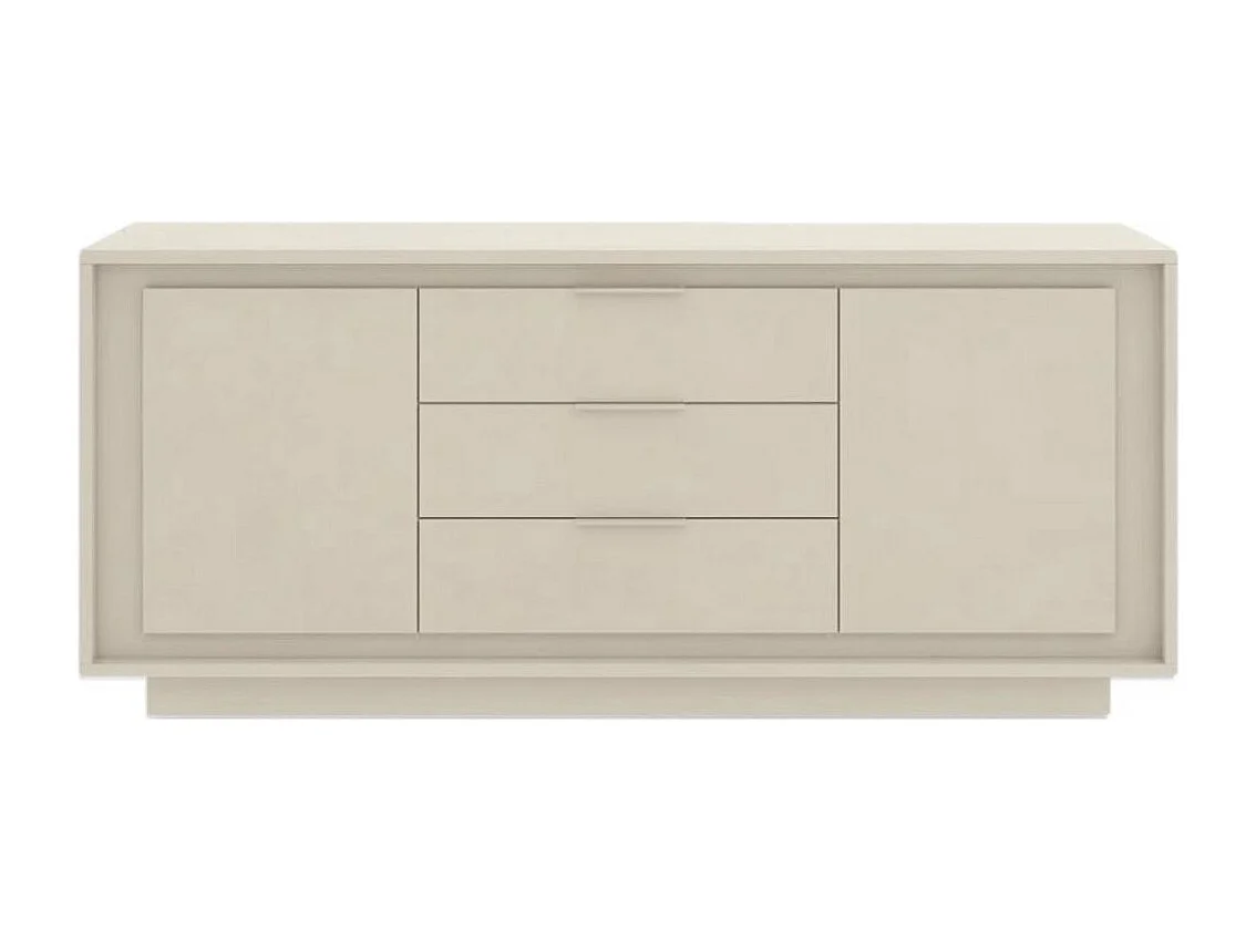 Buffet 2 portes 3 tiroirs beige poudré piètement socle - AZONTO