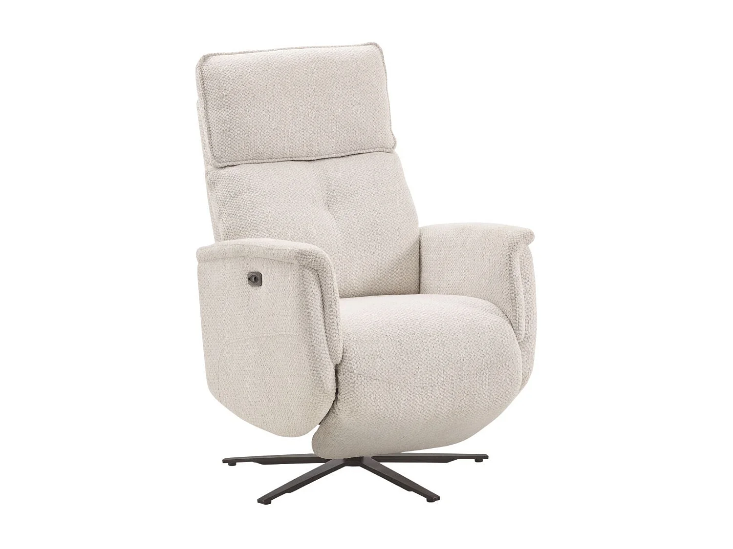 Fauteuil relax électrique pivotant avec têtière manuelle tissu chenille gris clair - PARADIZIO