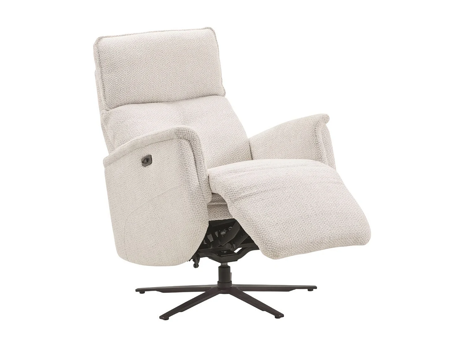 Fauteuil relax électrique pivotant avec têtière manuelle tissu chenille gris clair - PARADIZIO