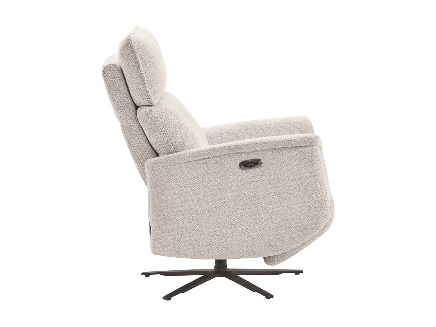 Fauteuil relax électrique pivotant avec têtière manuelle tissu chenille gris clair - PARADIZIO