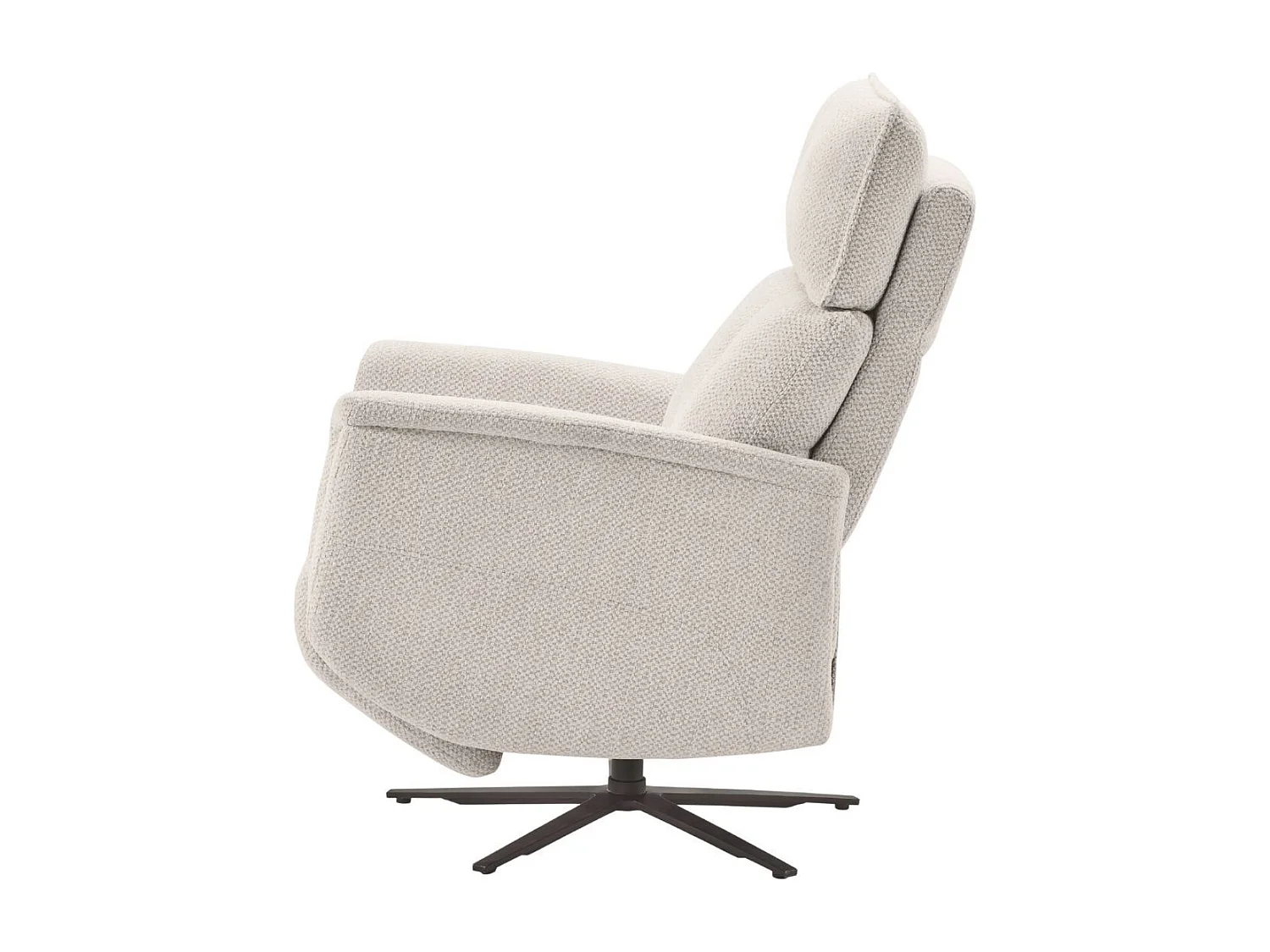 Fauteuil relax électrique pivotant avec têtière manuelle tissu chenille gris clair - PARADIZIO