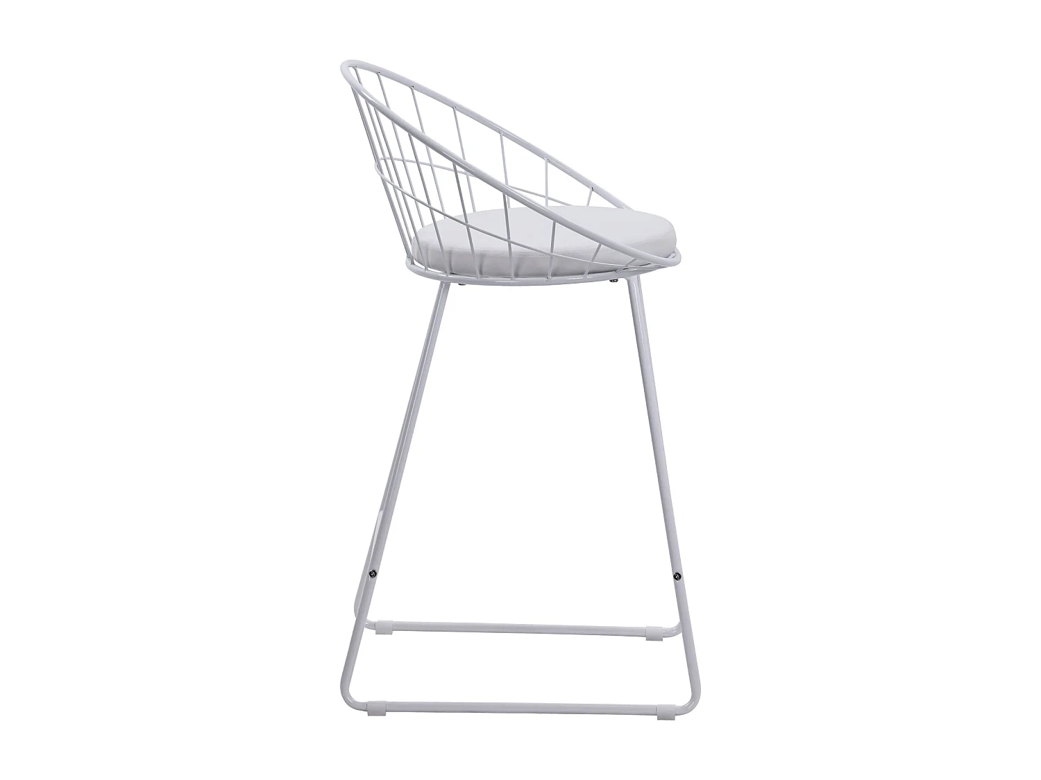 Lot de 2 tabourets de bar 65cm en métal blanc et coussin blanc ALEX - HAPPY GARDEN