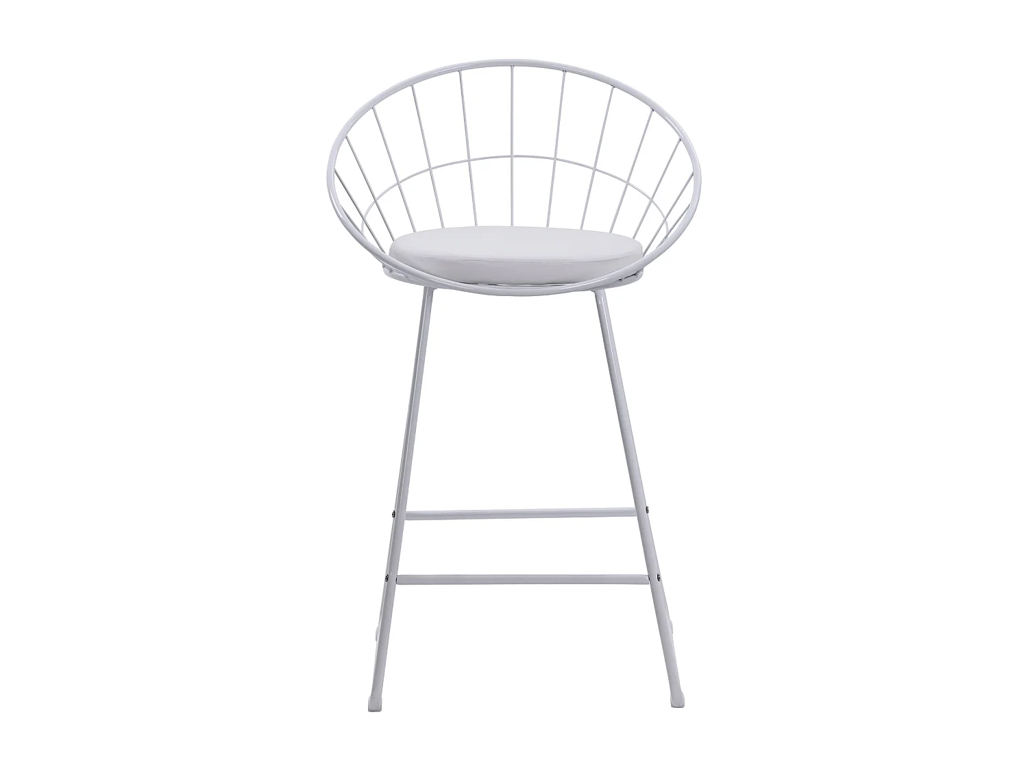 Lot de 2 tabourets de bar 65cm en métal blanc et coussin blanc ALEX - HAPPY GARDEN
