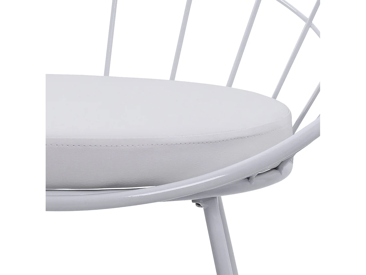 Lot de 2 tabourets de bar 65cm en métal blanc et coussin blanc ALEX - HAPPY GARDEN