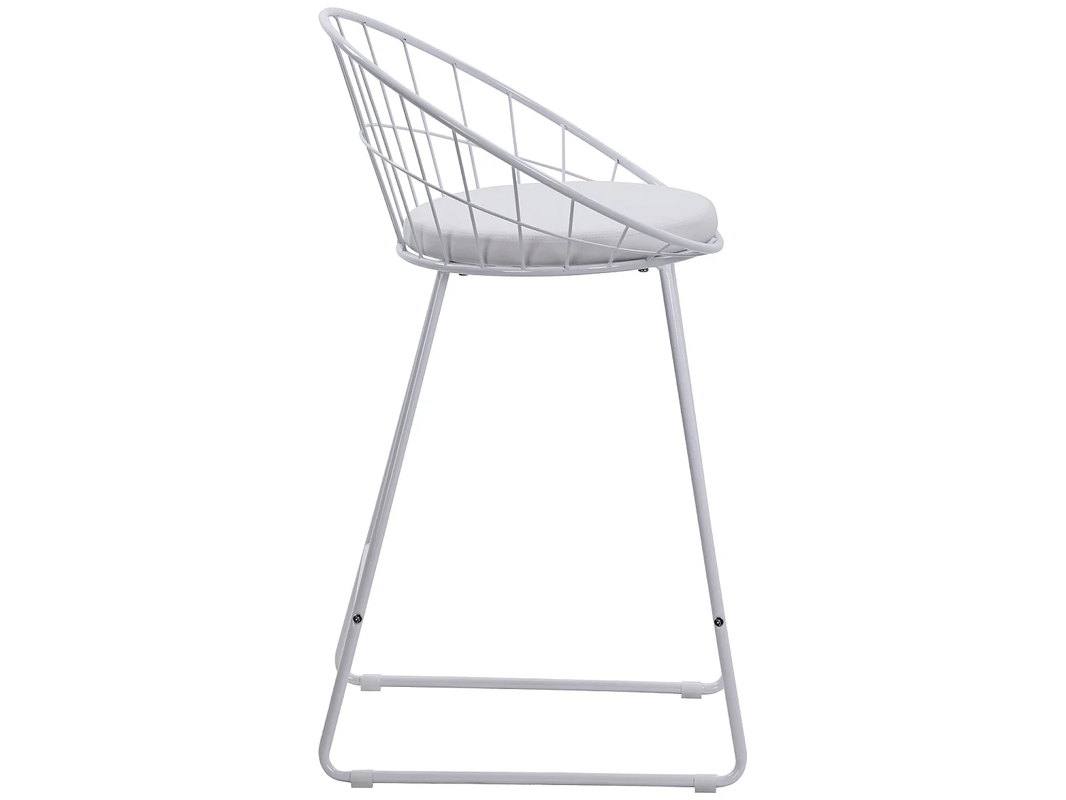 Set di 2 sgabelli da bar 65cm in metallo bianco e cuscino bianco ALEX - HAPPY GARDEN