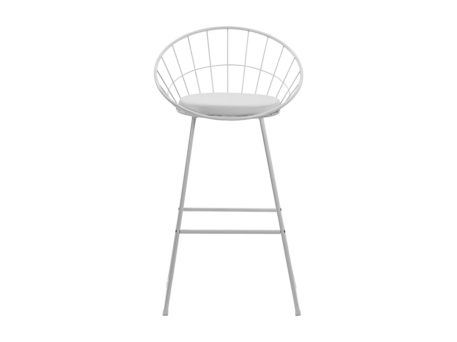 Lot de 2 tabourets de bar 75cm en métal blanc et coussin blanc ALEX - HAPPY GARDEN