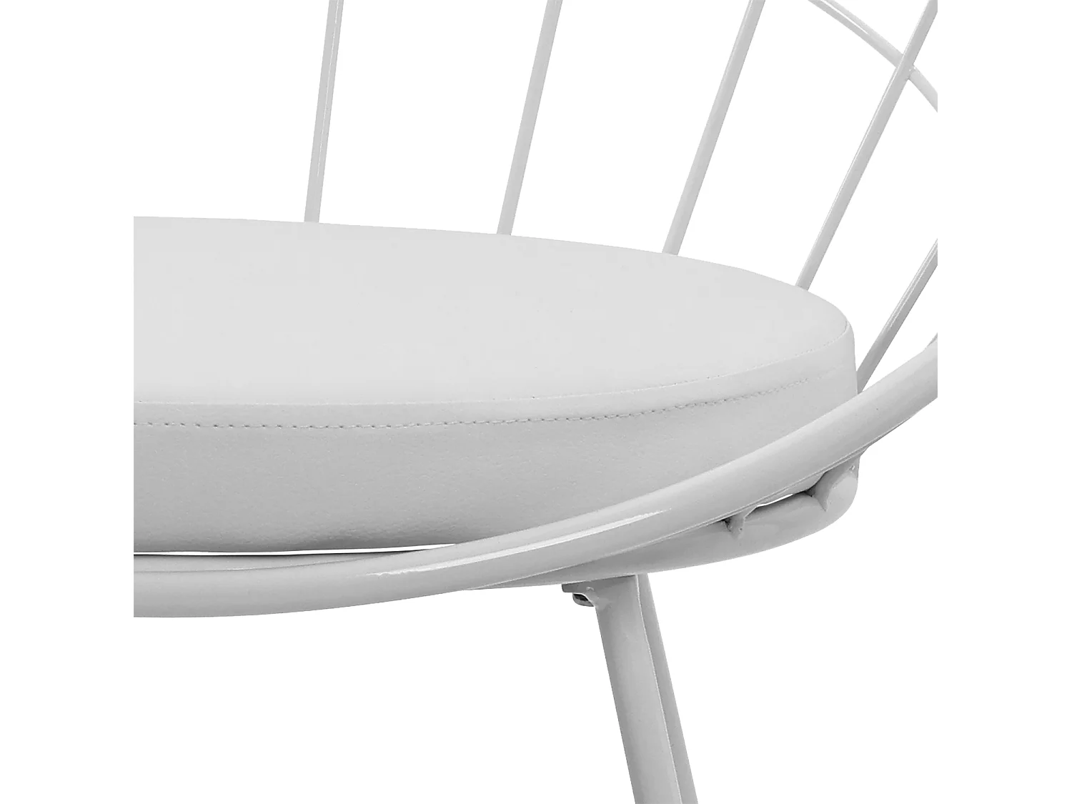 Lot de 2 tabourets de bar 75cm en métal blanc et coussin blanc ALEX - HAPPY GARDEN