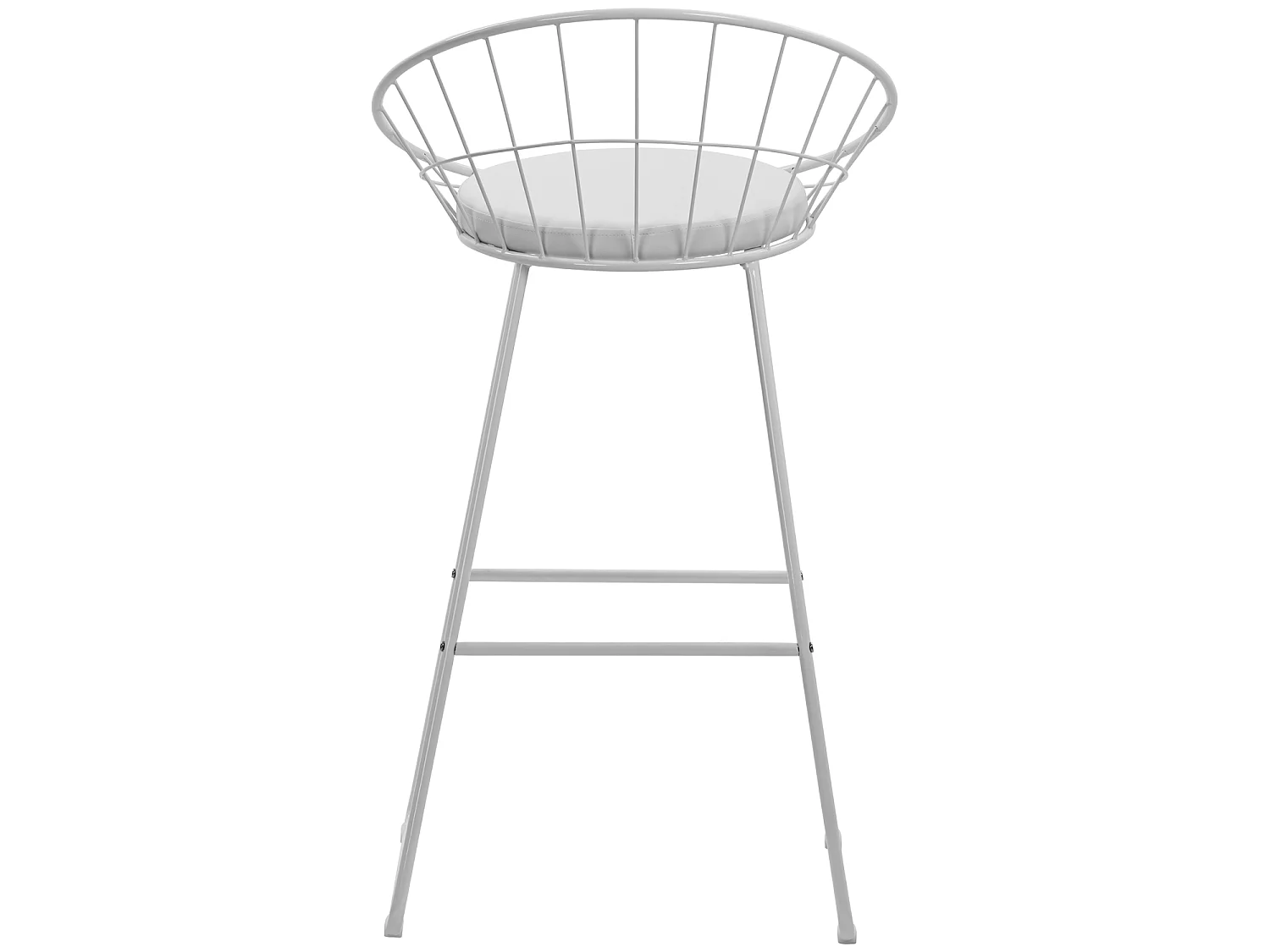 Lot de 2 tabourets de bar 75cm en métal blanc et coussin blanc ALEX - HAPPY GARDEN