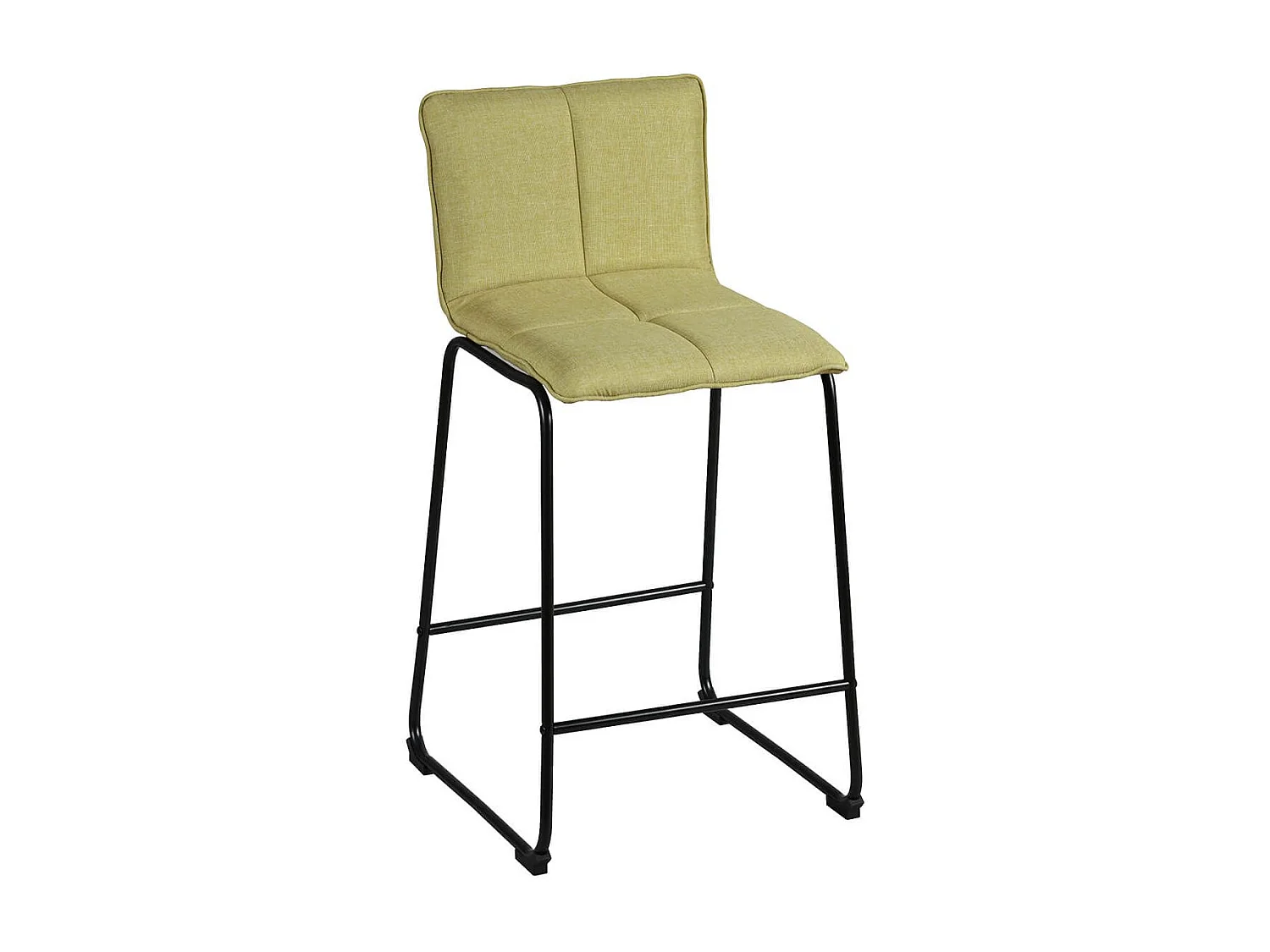 Lot de 2 tabourets de bar assise matelassée et tissu polyester vert piètement métal - ANSON