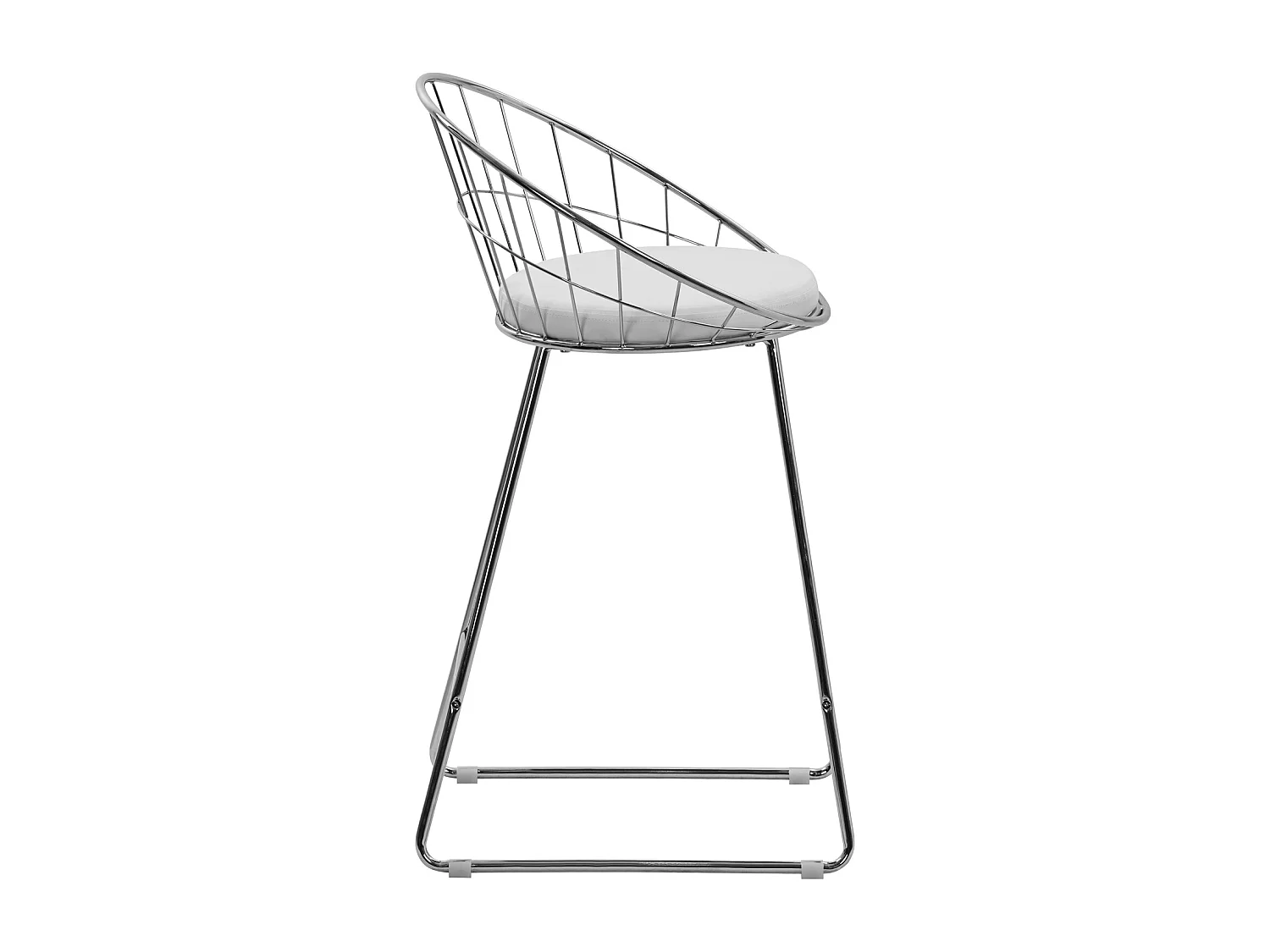 Lot de 2 tabourets de bar 65cm en métal chromé et coussin blanc ALEX - HAPPY GARDEN