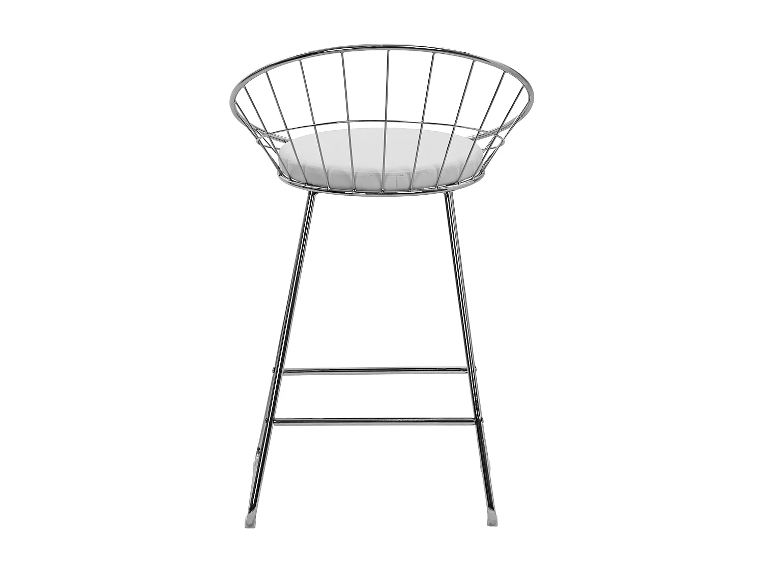 Lot de 2 tabourets de bar 65cm en métal chromé et coussin blanc ALEX - HAPPY GARDEN