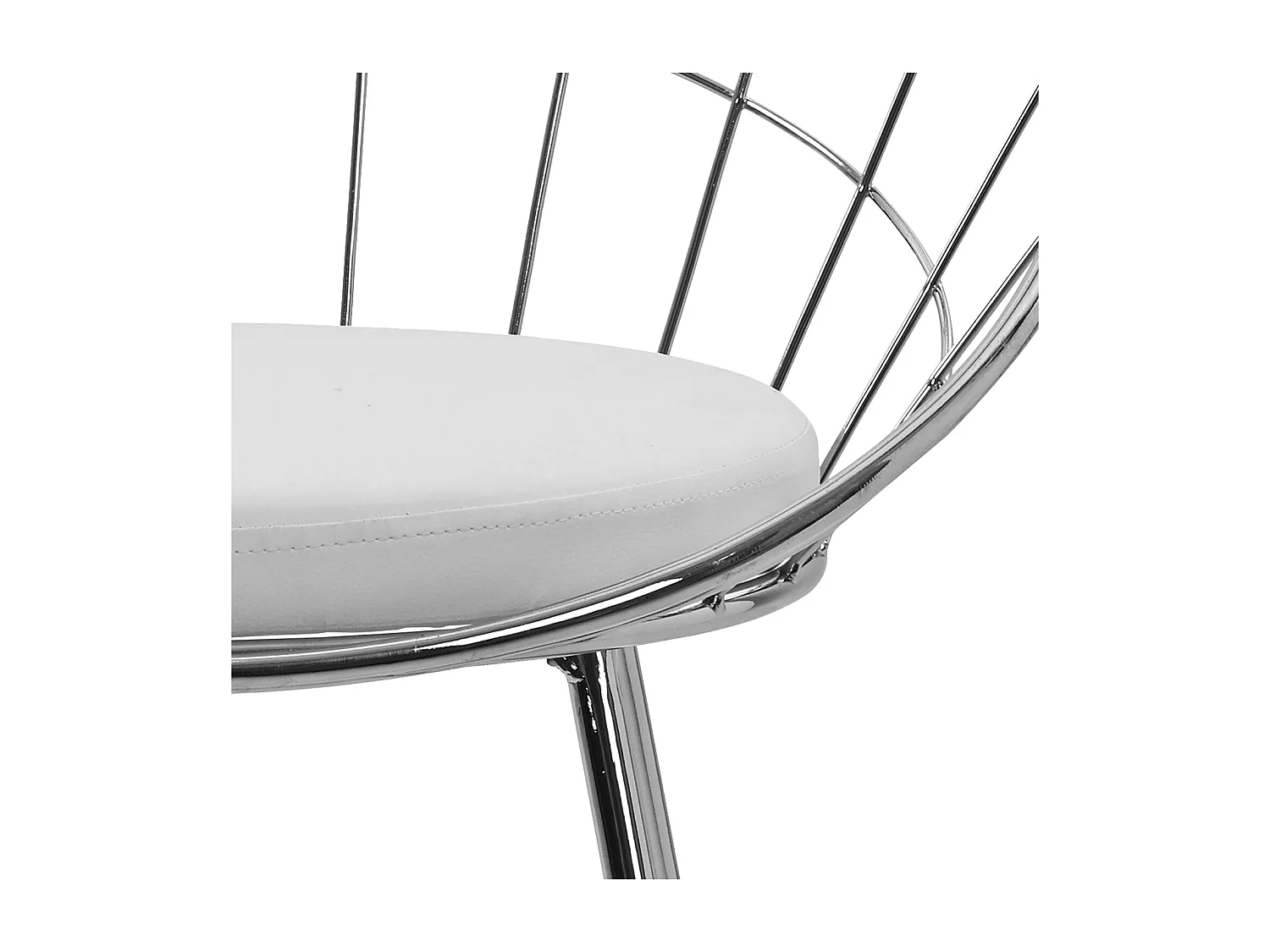 Lot de 2 tabourets de bar 65cm en métal chromé et coussin blanc ALEX - HAPPY GARDEN