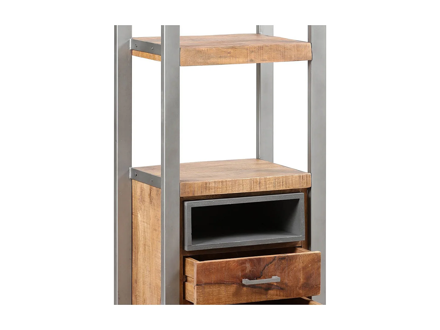 Etagère multi-rangements en bois massif recyclé et acier patiné - MANGOVRE