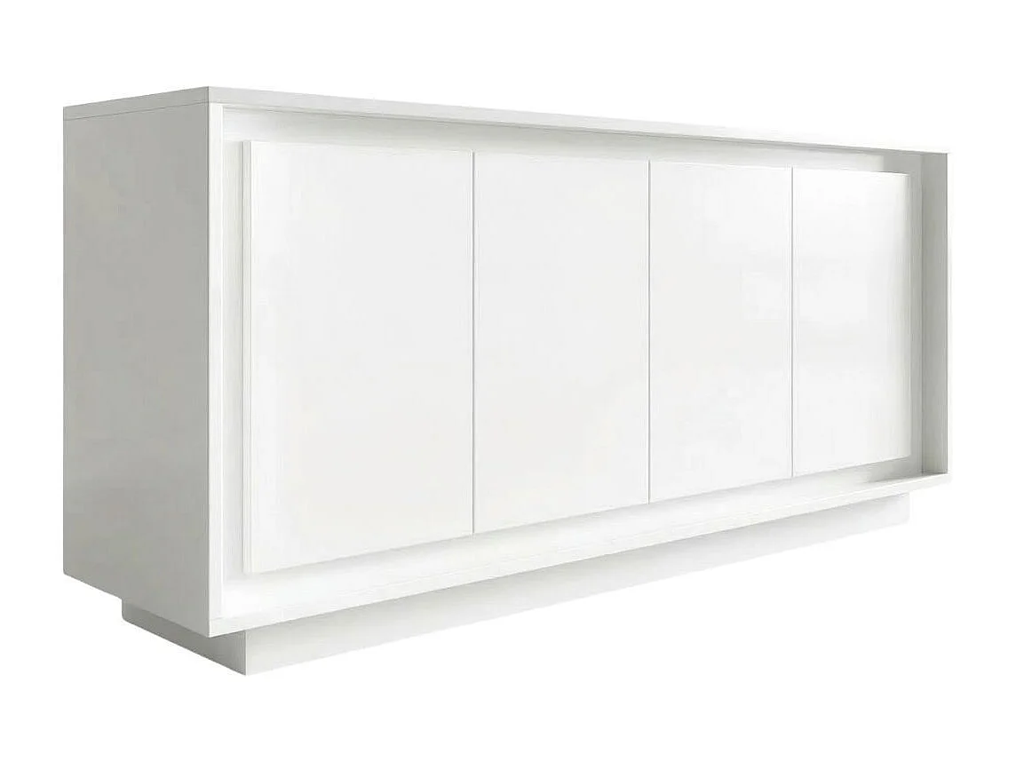 Buffet 4 portes blanc laqué piètement socle - AZONTO