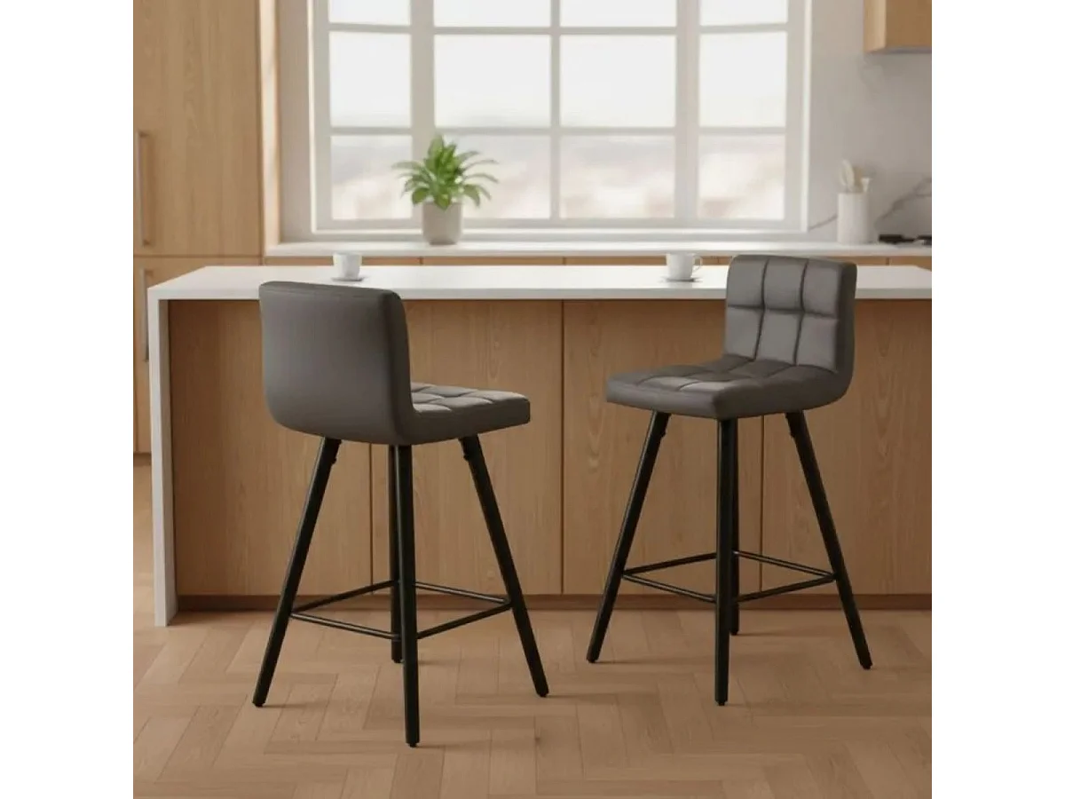 Lot de 2 Tabourets Gris - SOREN